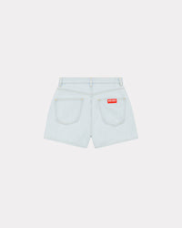 Short en denim brodé - Bleached Blue Denim