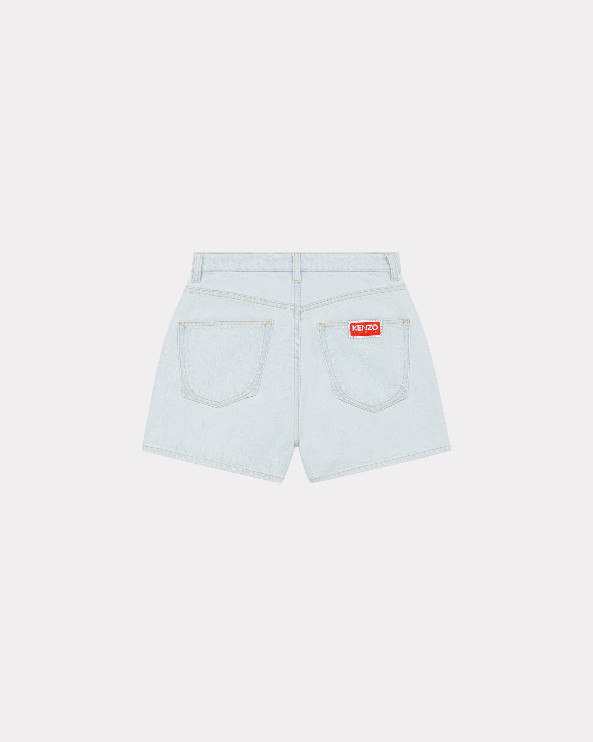 Short en denim brodé - Bleached Blue Denim
