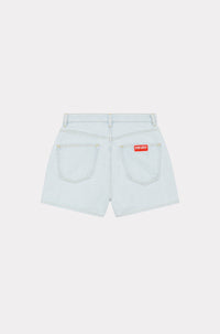 Short en denim brodé - Bleached Blue Denim