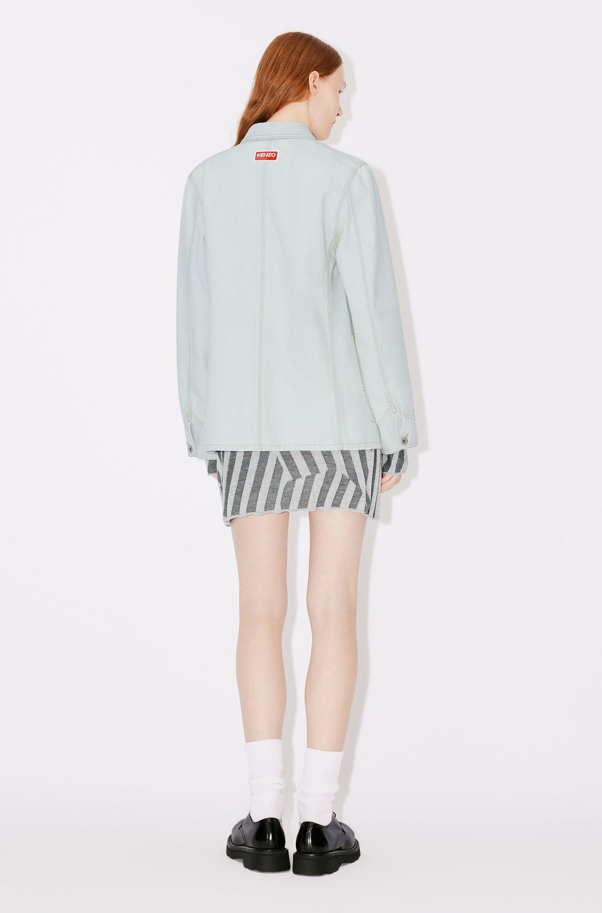 Kenzo Travel Denim Workwear Jacket - Bleached Blue Denim