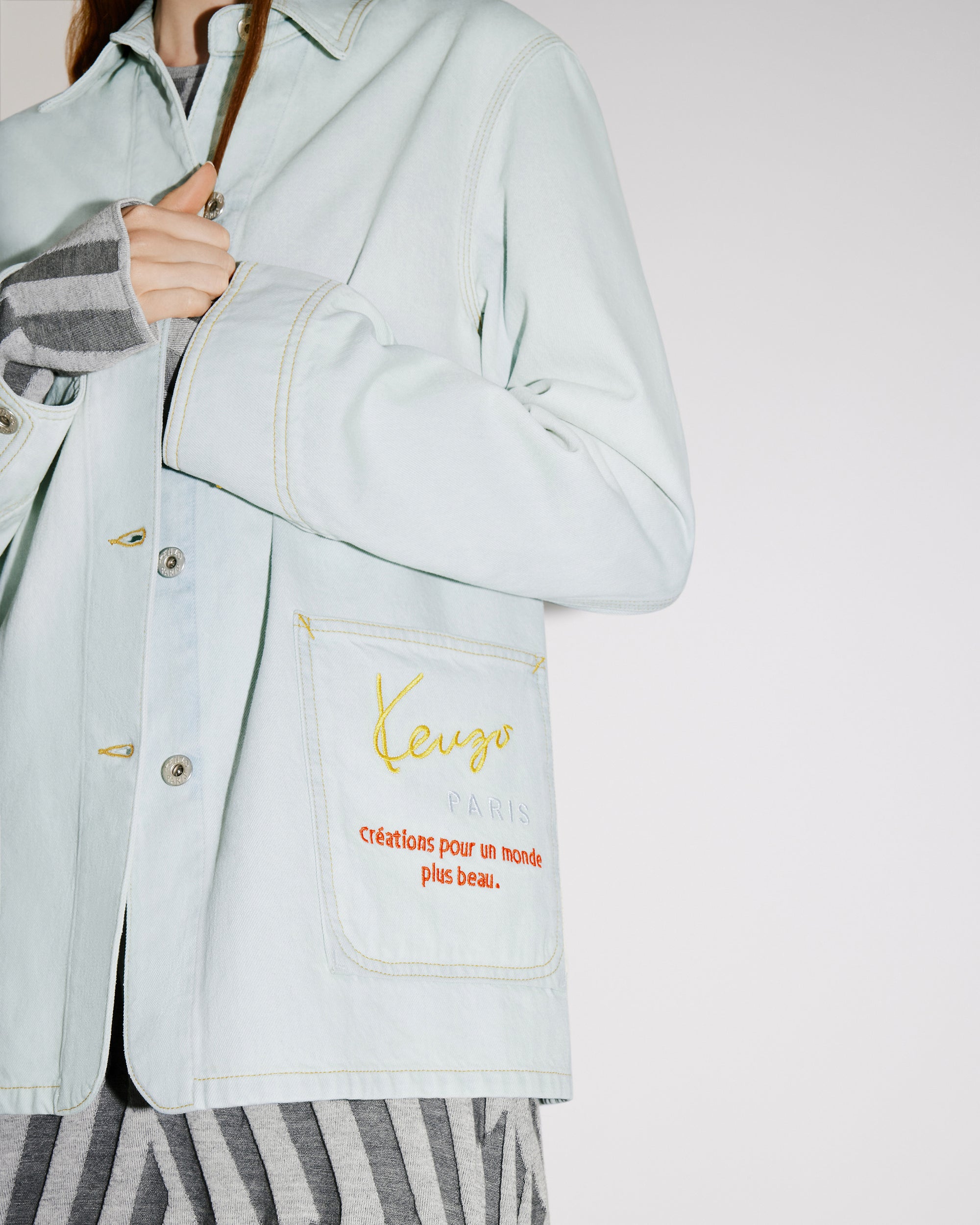 Veste workwear en denim "Kenzo Travel" - Bleached Blue Denim