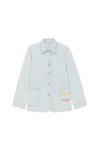 Kenzo Travel Denim Workwear Jacket - Bleached Blue Denim