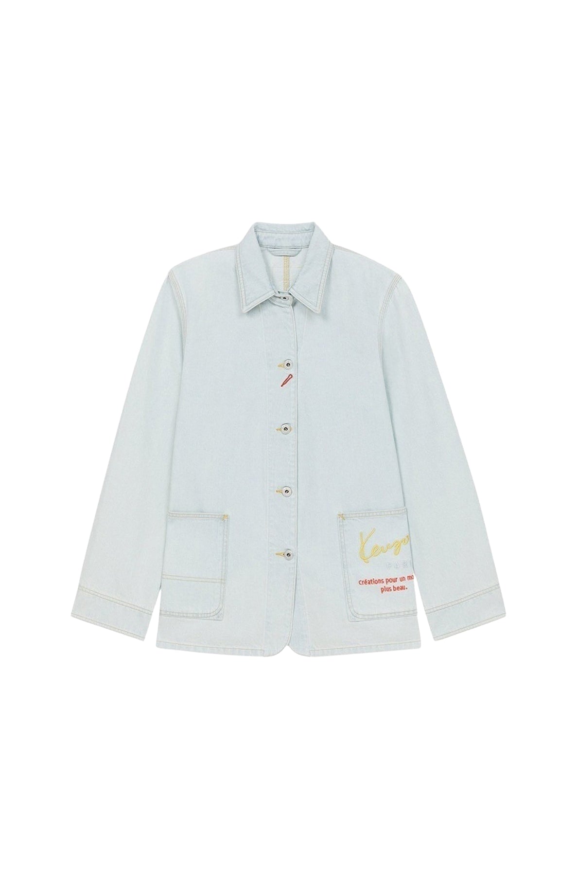 Kenzo Travel Denim Workwear Jacket - Bleached Blue Denim