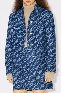 Monogram" workwear jacket in denim - Rinse Blue