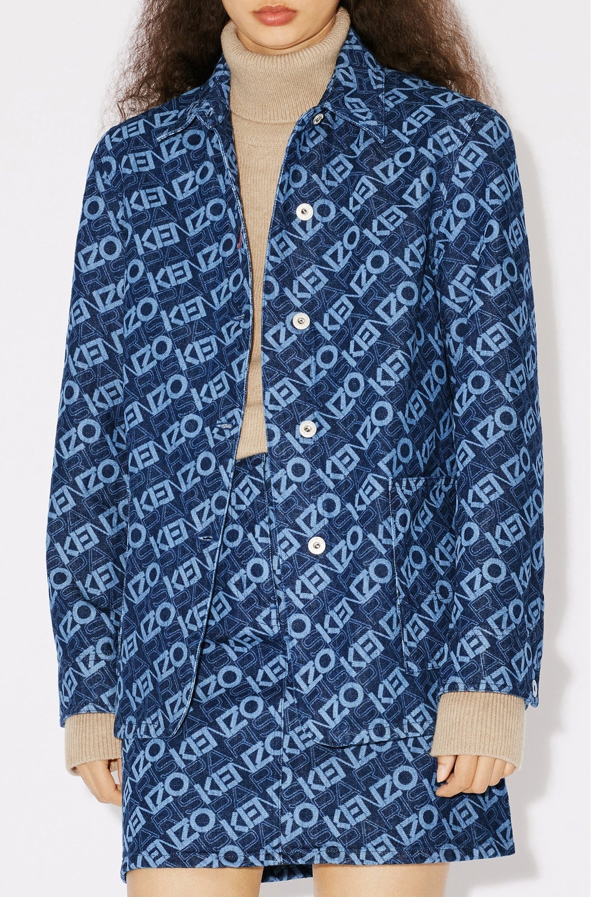 Monogram" workwear jacket in denim - Rinse Blue