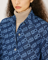 Monogram" workwear jacket in denim - Rinse Blue