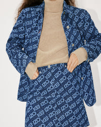 Monogram" workwear jacket in denim - Rinse Blue