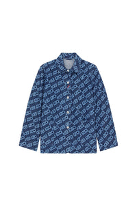Monogram" workwear jacket in denim - Rinse Blue