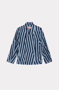 Dazzle striped work jacket in denim - Rinse Blue