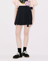 Mini-jupe plissée en laine - Midnight Blue