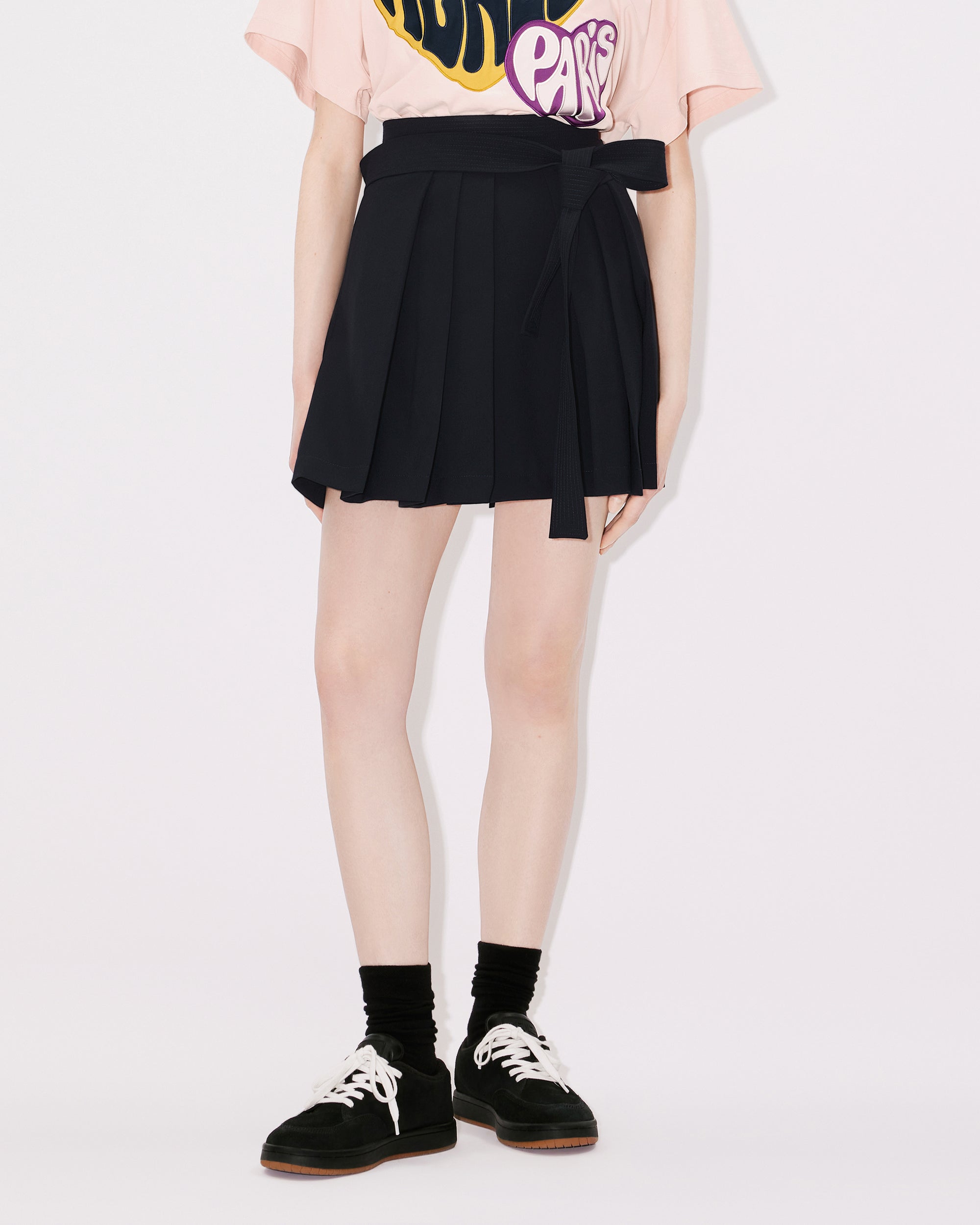 Mini-jupe plissée en laine - Midnight Blue