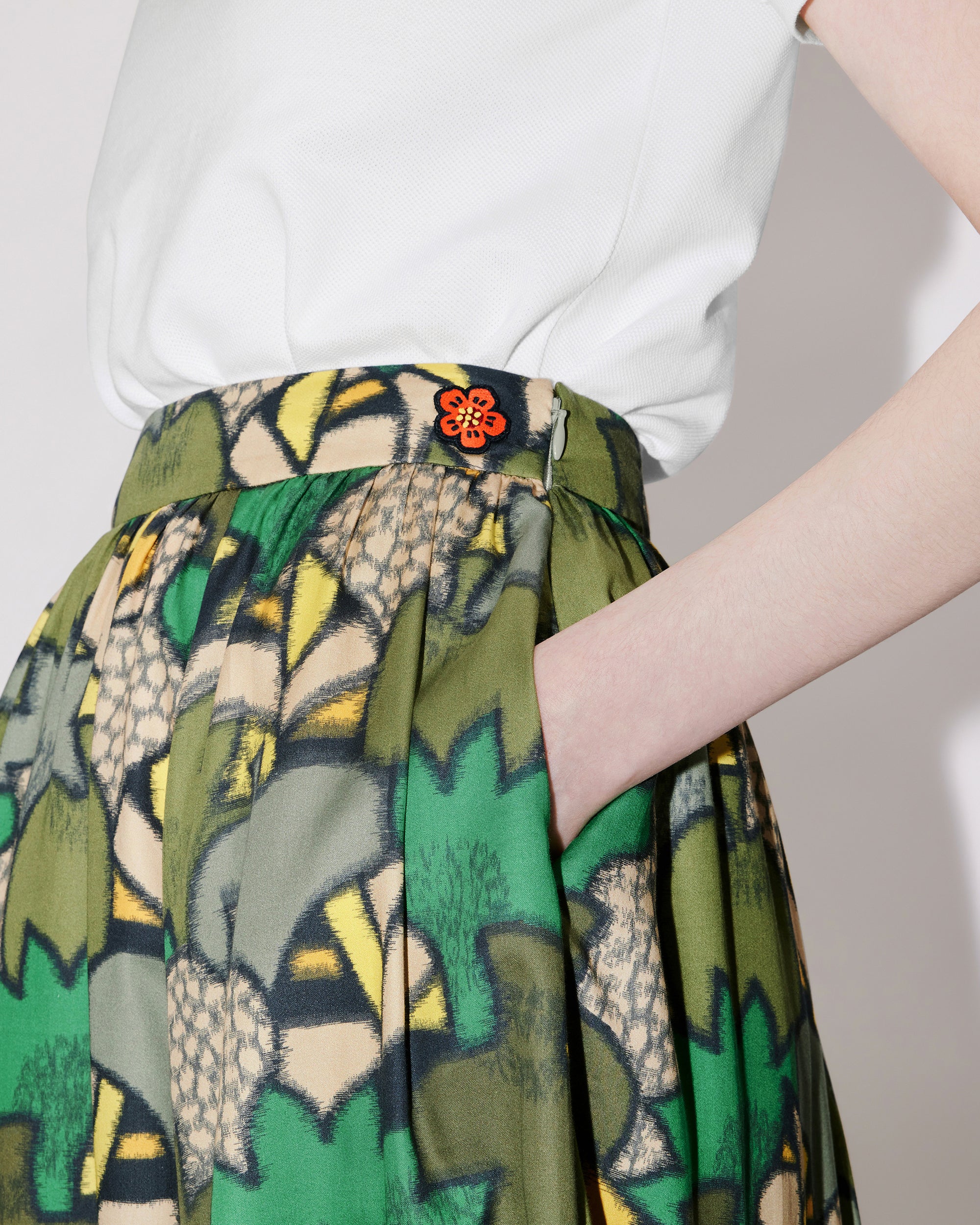 Jupe midi "Kimono Kenzo Camo" - Dark Khaki