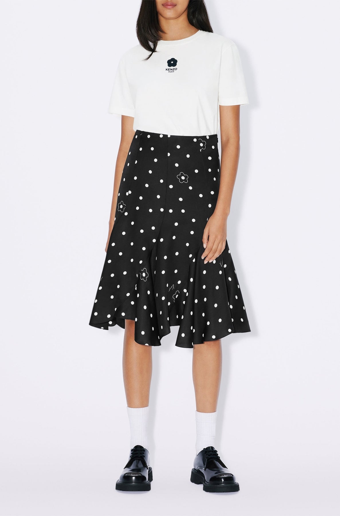 Jupe midi évasée "Kenzo Flower Spot" - Black