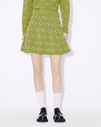 Mini-jupe évasée "Fairisle" en laine - Green