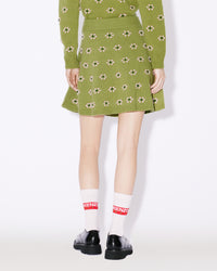 Mini-jupe évasée "Fairisle" en laine - Green
