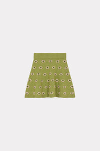 Fairisle flared mini-skirt in wool - Green