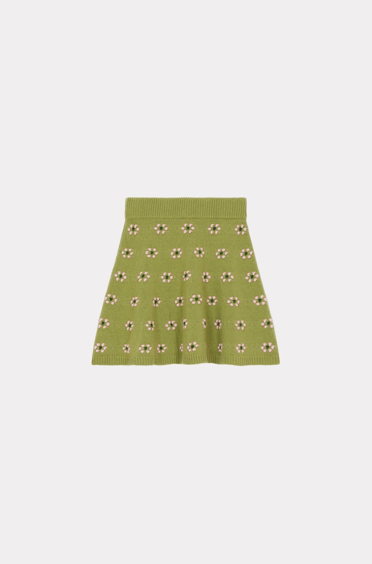 Fairisle flared mini-skirt in wool - Green