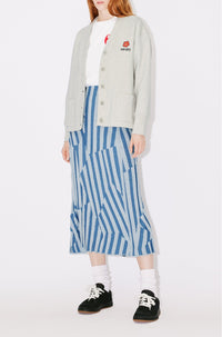 Jupe midi "Kenzo Dazzle Stripe" en laine - Cyan