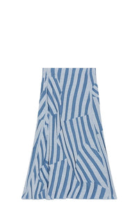 Jupe midi "Kenzo Dazzle Stripe" en laine - Cyan