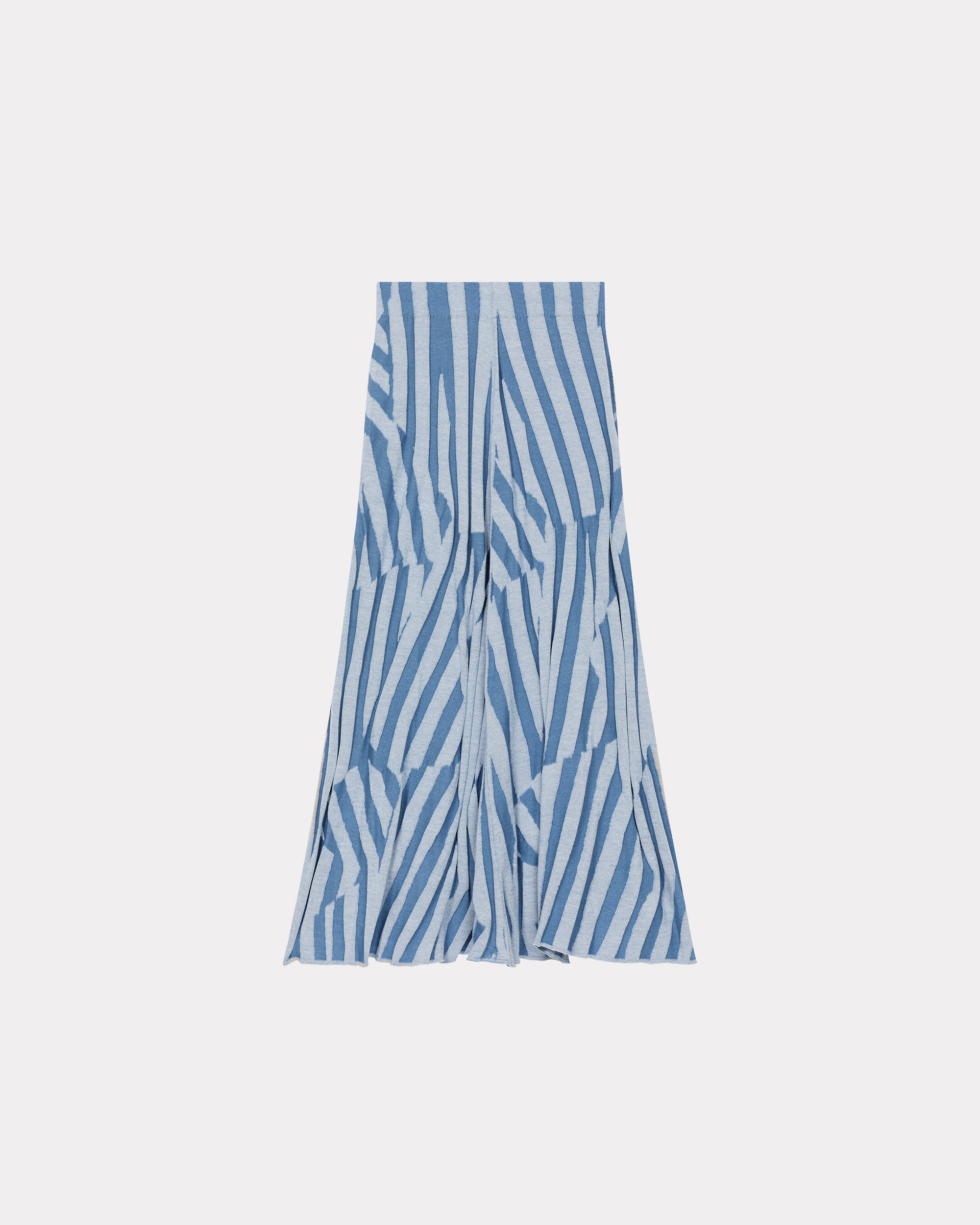 Jupe midi "Kenzo Dazzle Stripe" en laine - Cyan