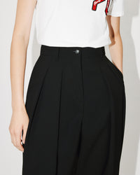 Pantalon plissé en laine - Black