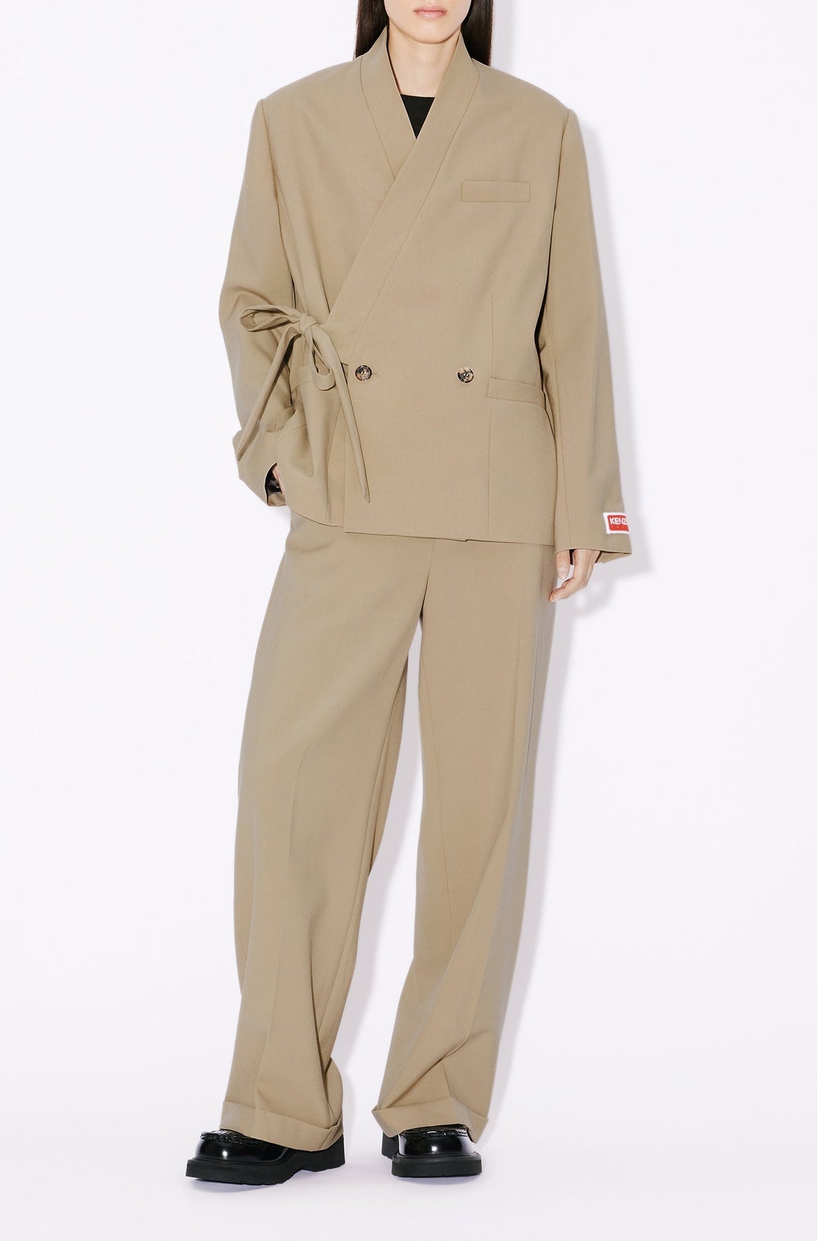 Pantalon de tailleur en laine vierge - Dark Beige