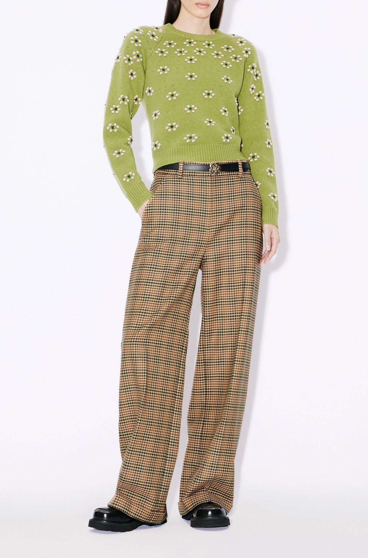 Pantalon tailoring en laine mélangé - Dark Camel