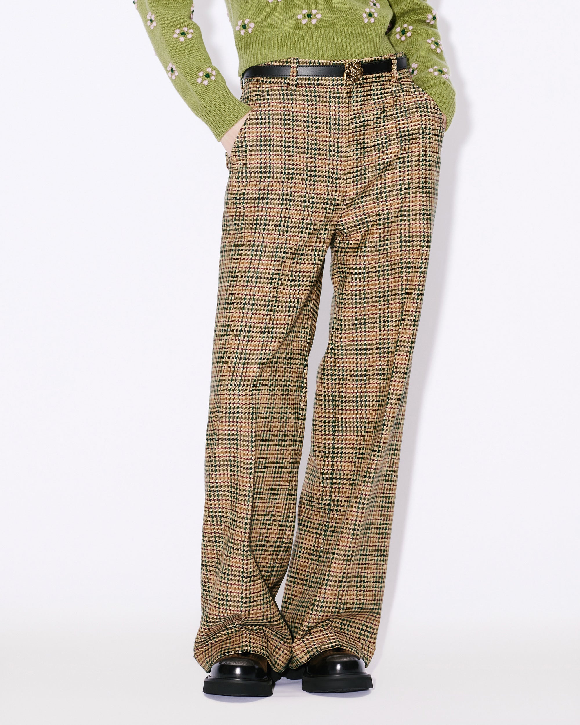 Pantalon tailoring en laine mélangé - Dark Camel