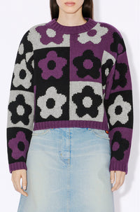 Boke Flower Checkerboard wool jumper - Aubergine