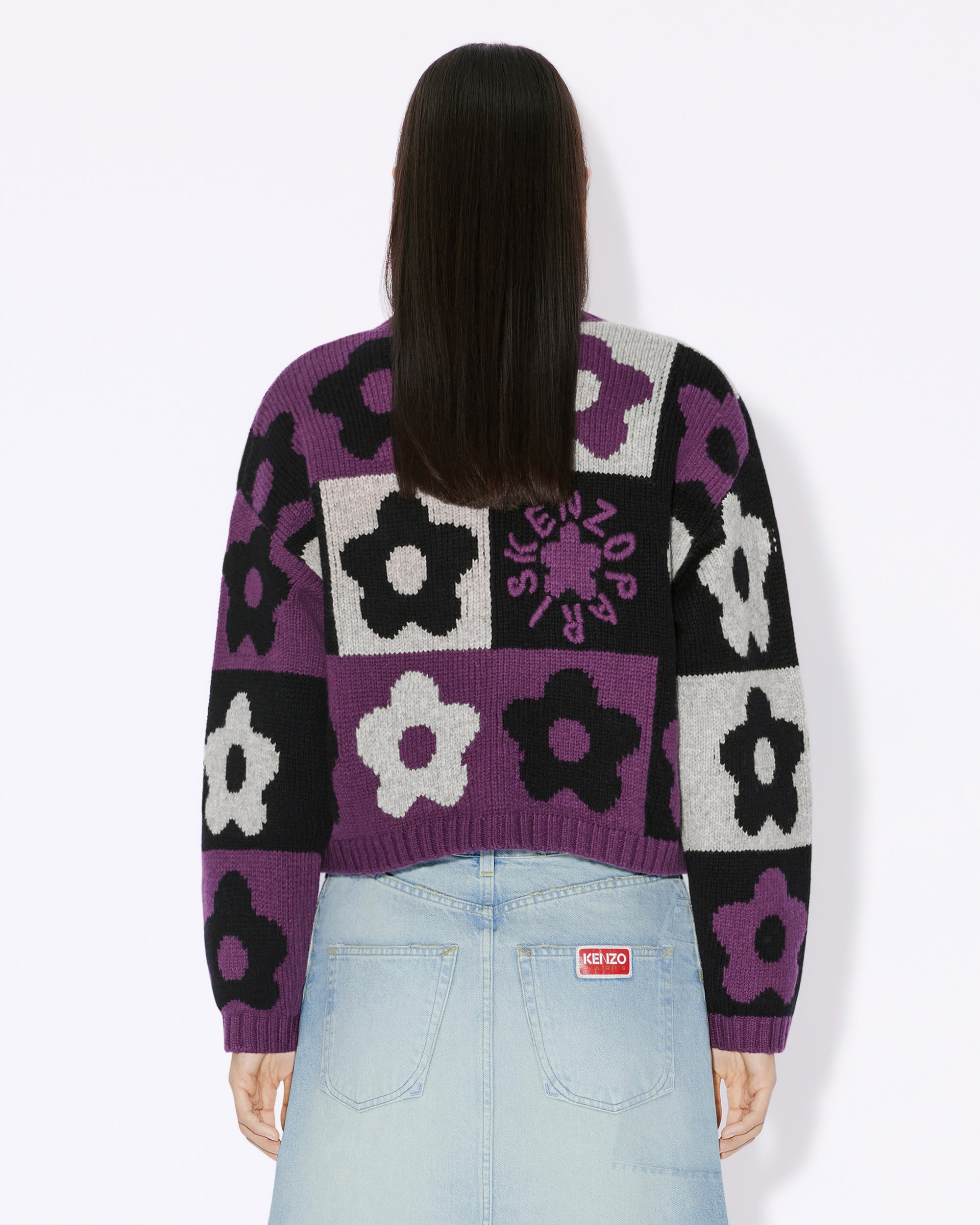 Boke Flower Checkerboard wool jumper - Aubergine