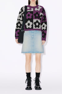 Boke Flower Checkerboard wool jumper - Aubergine