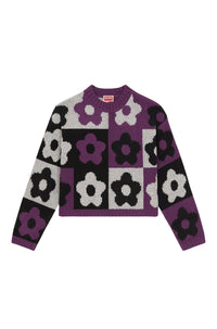 Boke Flower Checkerboard wool jumper - Aubergine