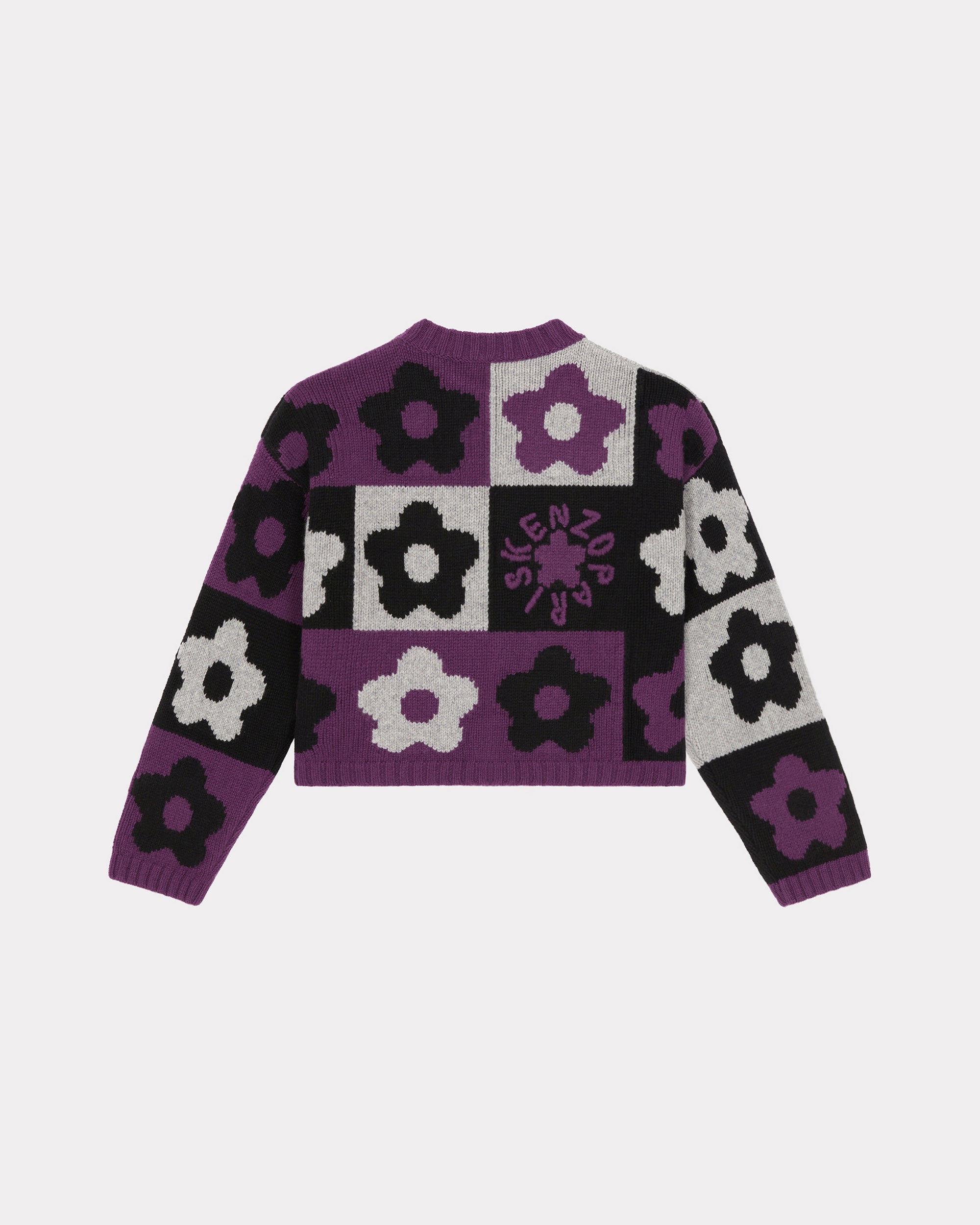Boke Flower Checkerboard wool jumper - Aubergine