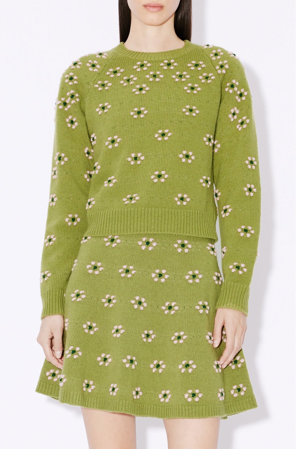 Fair Isle Wool Popcorn Sweater - Green