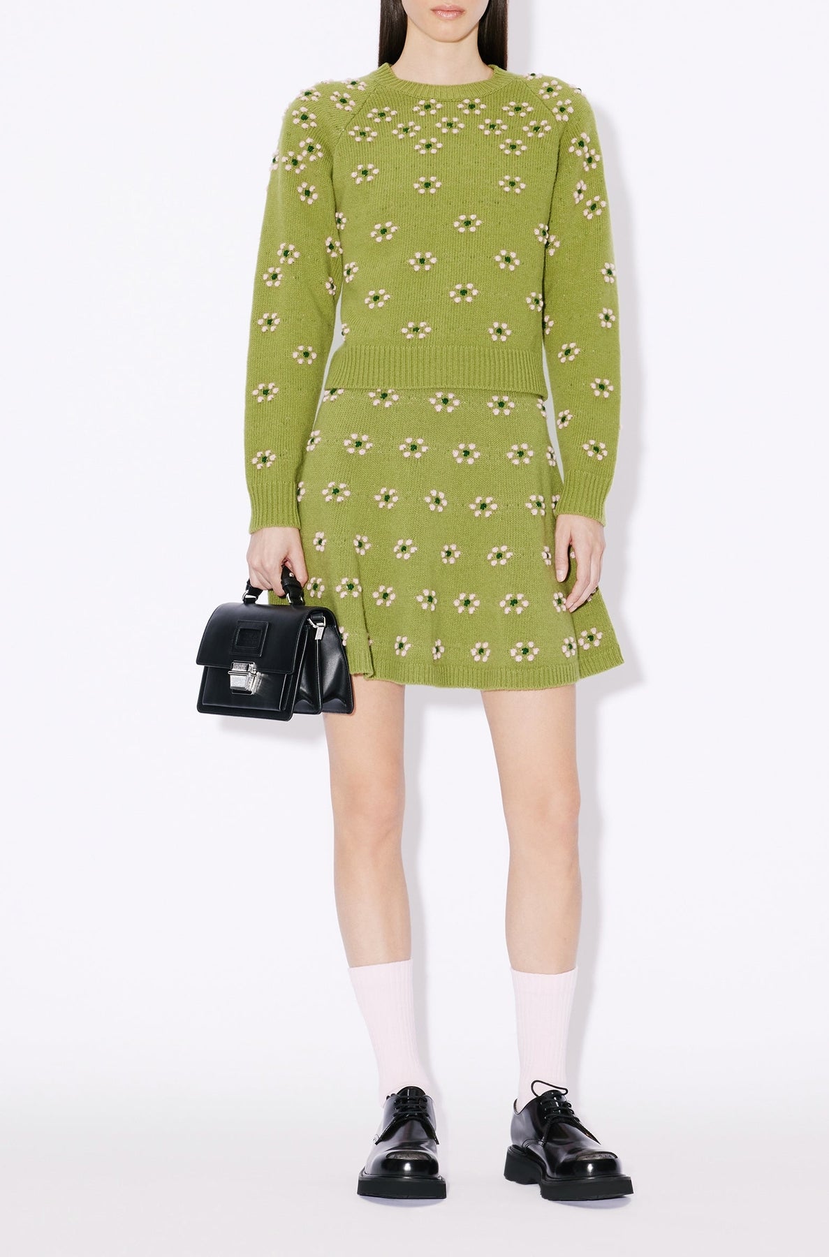 Fair Isle Wool Popcorn Sweater - Green