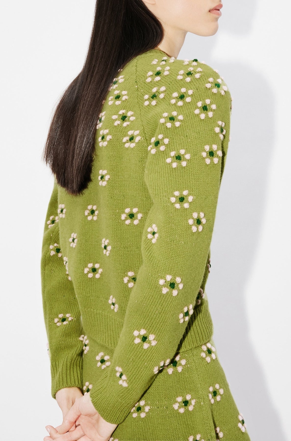 Fair Isle Wool Popcorn Sweater - Green
