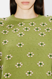 Fair Isle Wool Popcorn Sweater - Green