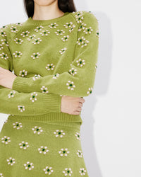 Fair Isle Wool Popcorn Sweater - Green