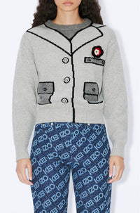 Pull trompe-l'œil "Kenzo with Love" en laine - Pale Grey