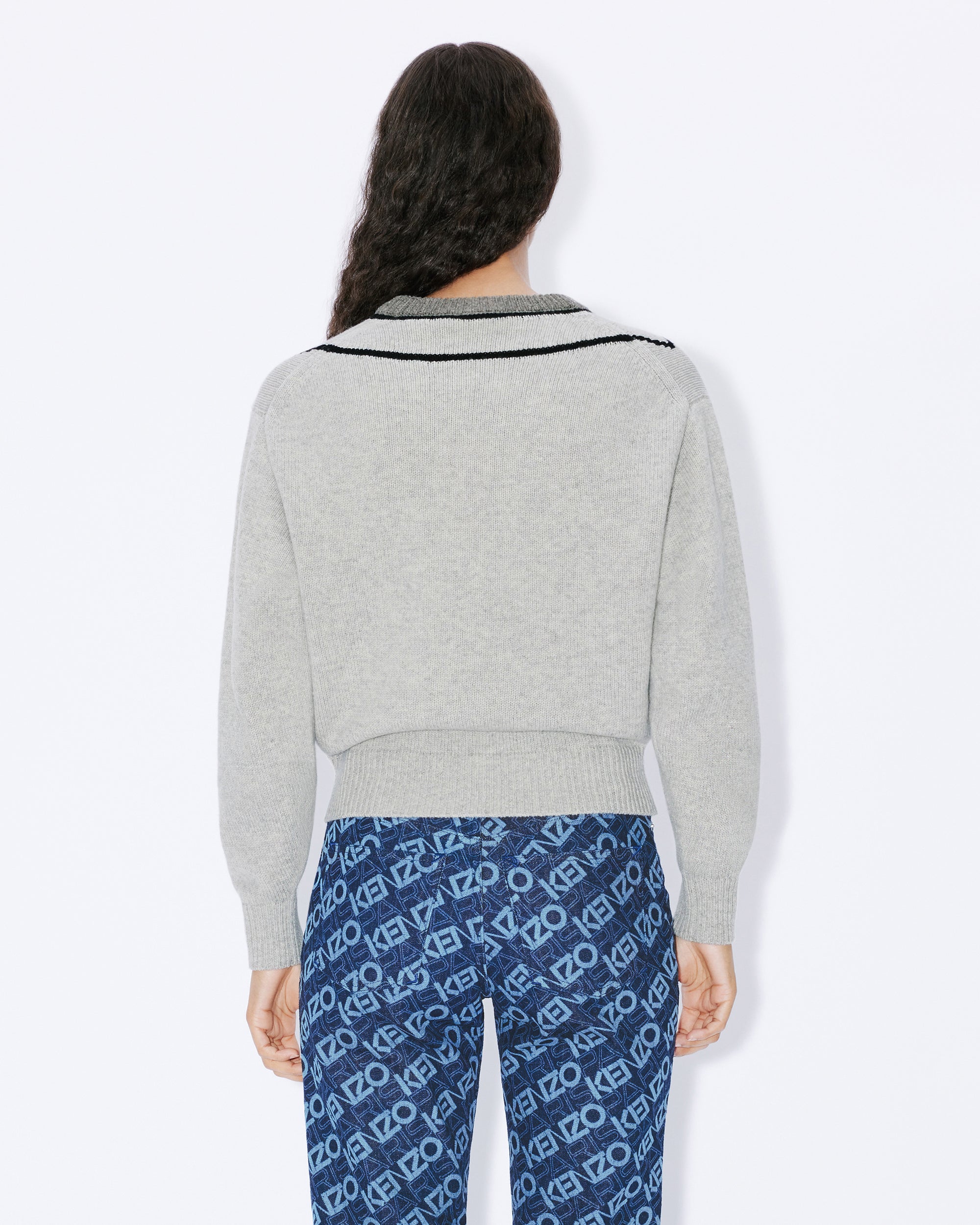 Pull trompe-l'œil "Kenzo with Love" en laine - Pale Grey