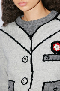 Pull trompe-l'œil "Kenzo with Love" en laine - Pale Grey