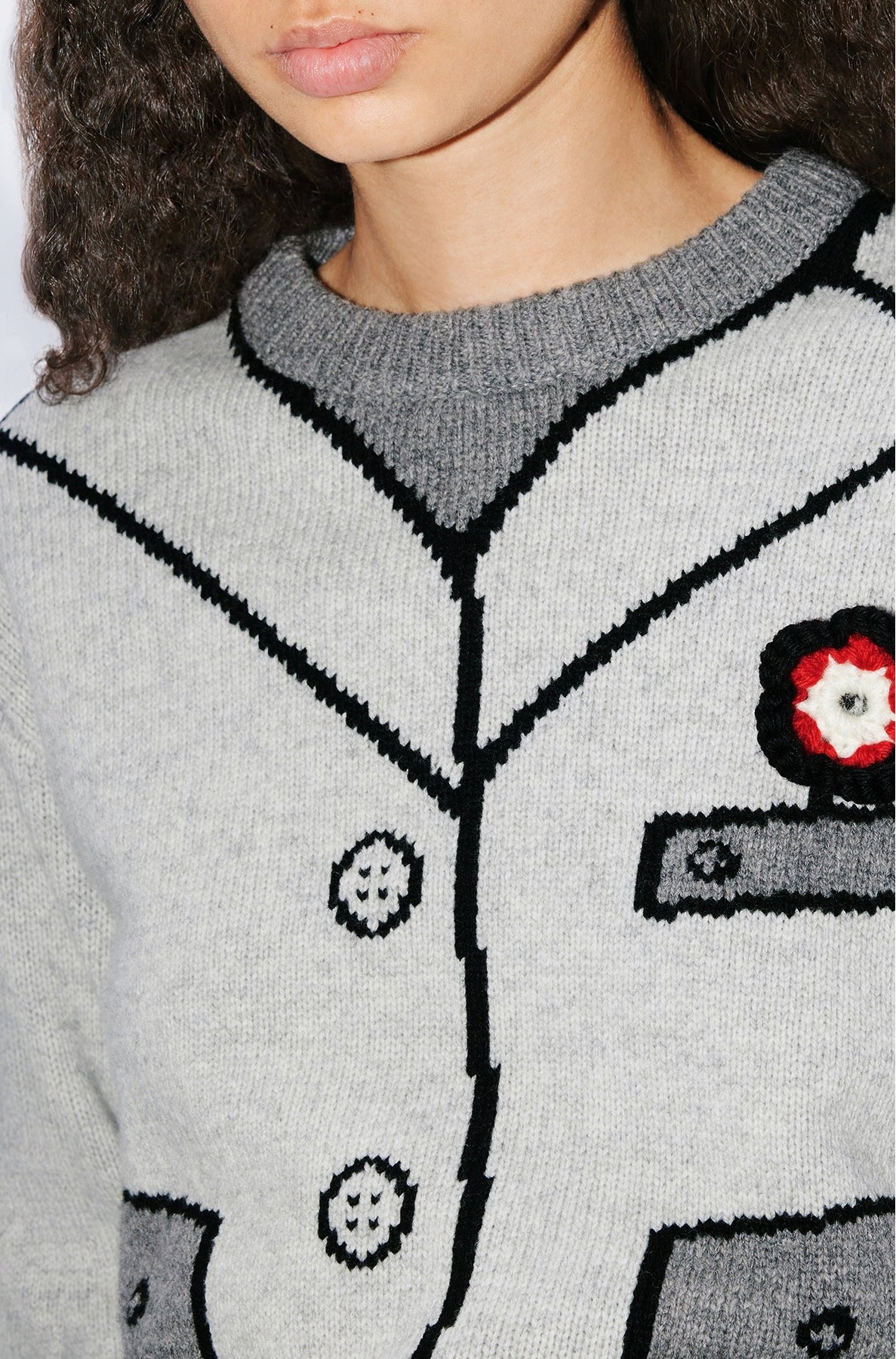 Pull trompe-l'œil "Kenzo with Love" en laine - Pale Grey