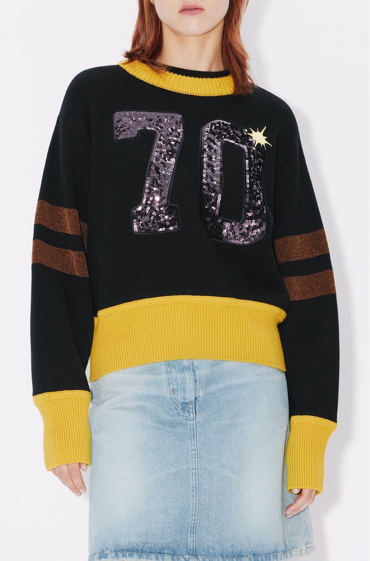 Pull brodé "Kenzo Party" en laine - Black