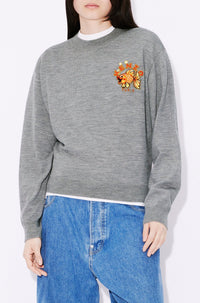 Pull brodé "Kenzo Kingyo Crest" en laine - Pearl Grey