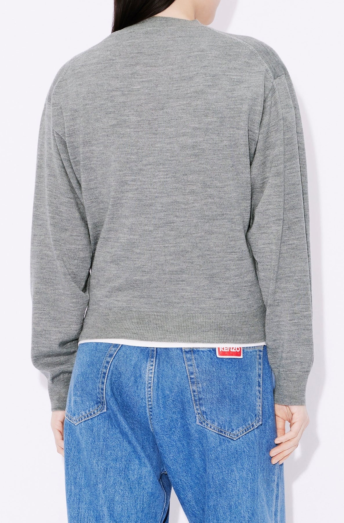 Pull brodé "Kenzo Kingyo Crest" en laine - Pearl Grey