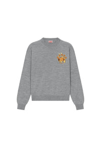 Pull brodé "Kenzo Kingyo Crest" en laine - Pearl Grey