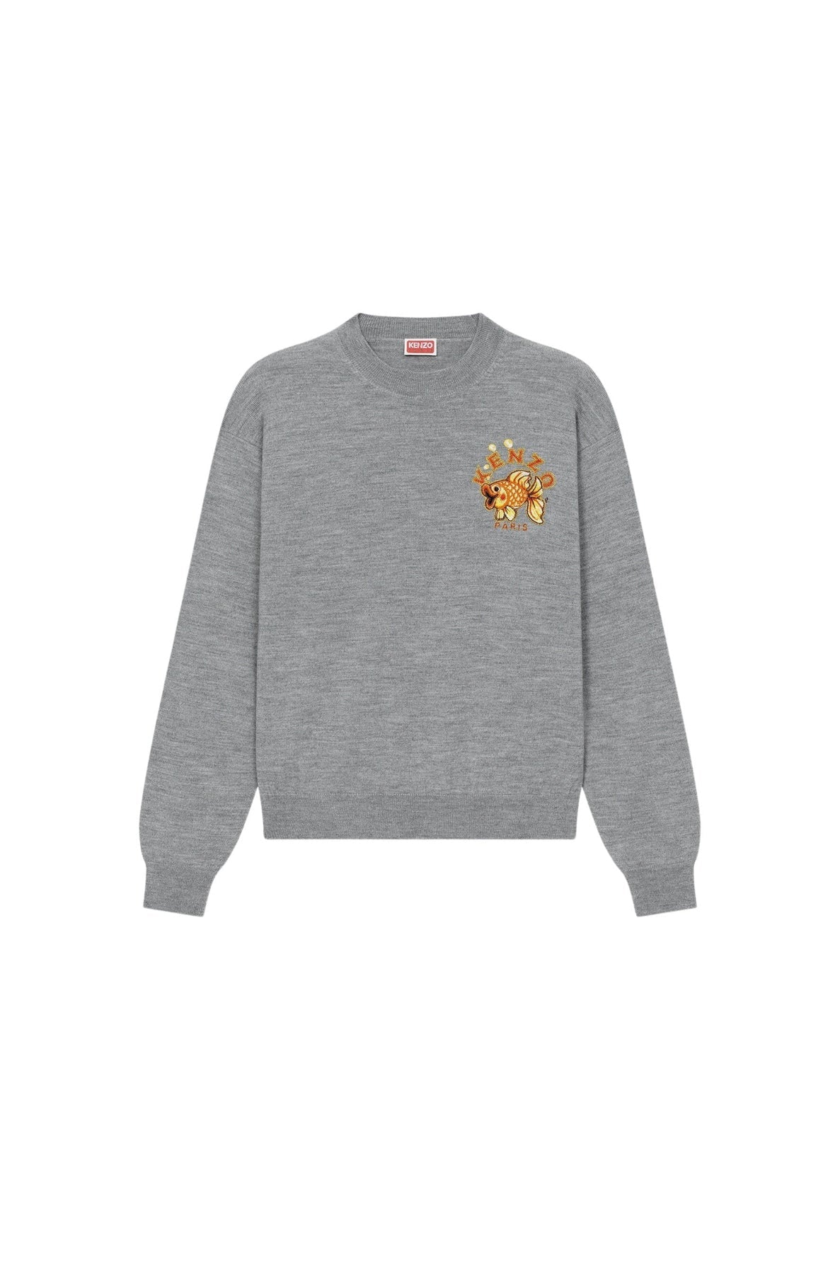 Pull brodé "Kenzo Kingyo Crest" en laine - Pearl Grey