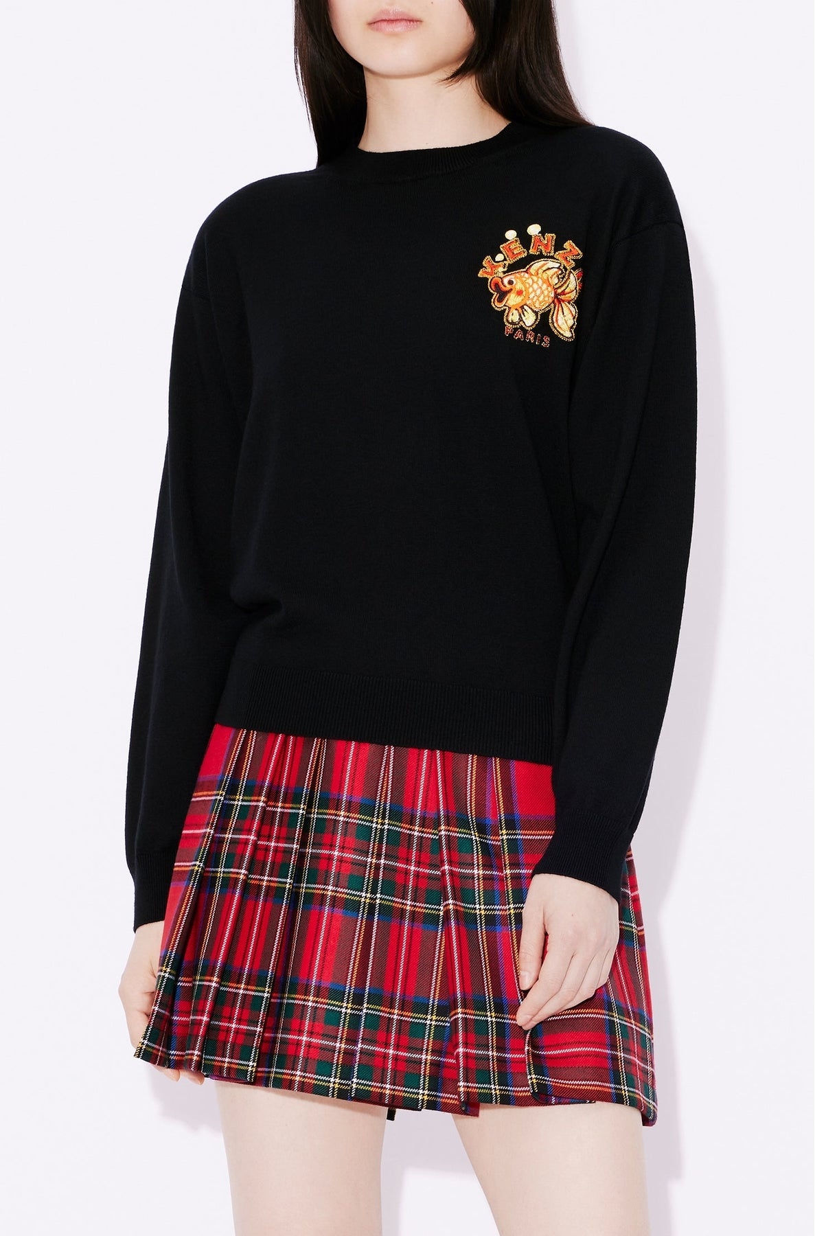 Pull brodé "Kenzo Kingyo Crest" en laine - Black