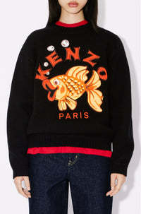 Pull brodé "Kenzo Kingyo Placed" en laine - Black