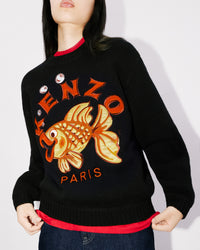 Pull brodé "Kenzo Kingyo Placed" en laine - Black